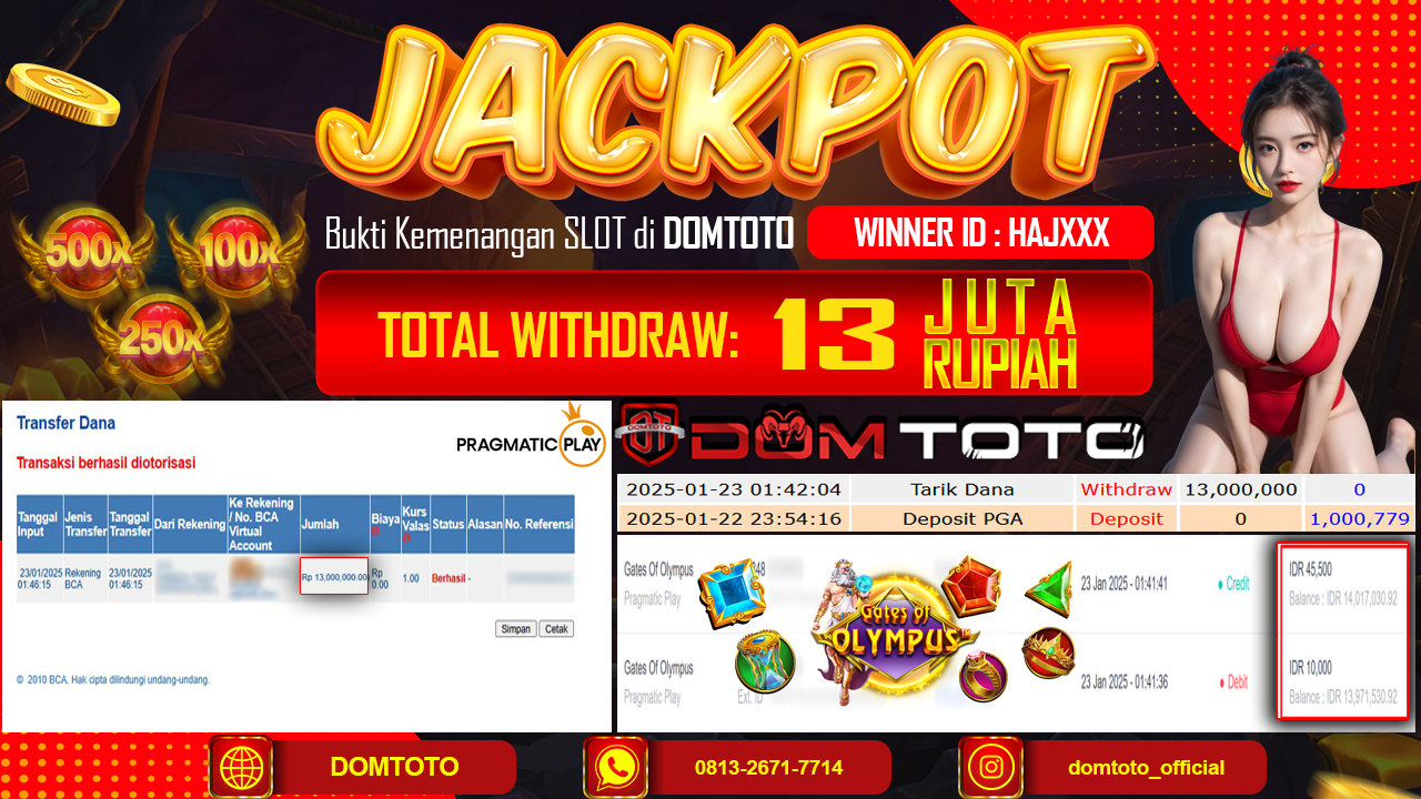 JACKPOT SLOT GATES OF OLYMPUS 23 JANUARI 2025